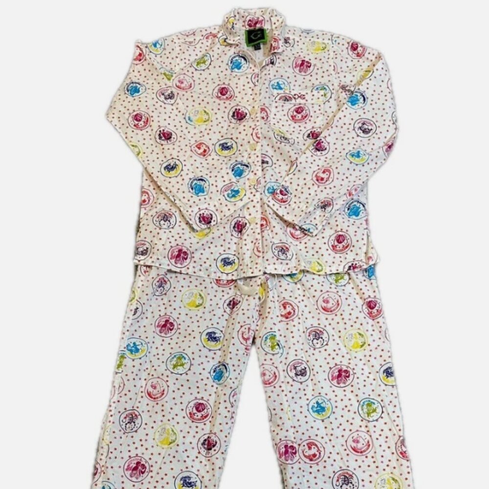 Colorful Zodiac Print Long Sleeve and Pants Pajama Set